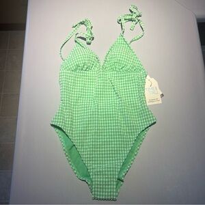 Time and Tru Women’s One Piece in Green Check S 4-6